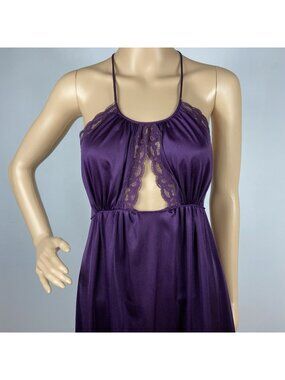 Vtg Sears USA Silky Nylon Full Length Nightgown Sz S Lace Long Slip Dress Fairy